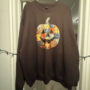 Brown Pumpkin Patchwork Unisex Sweater